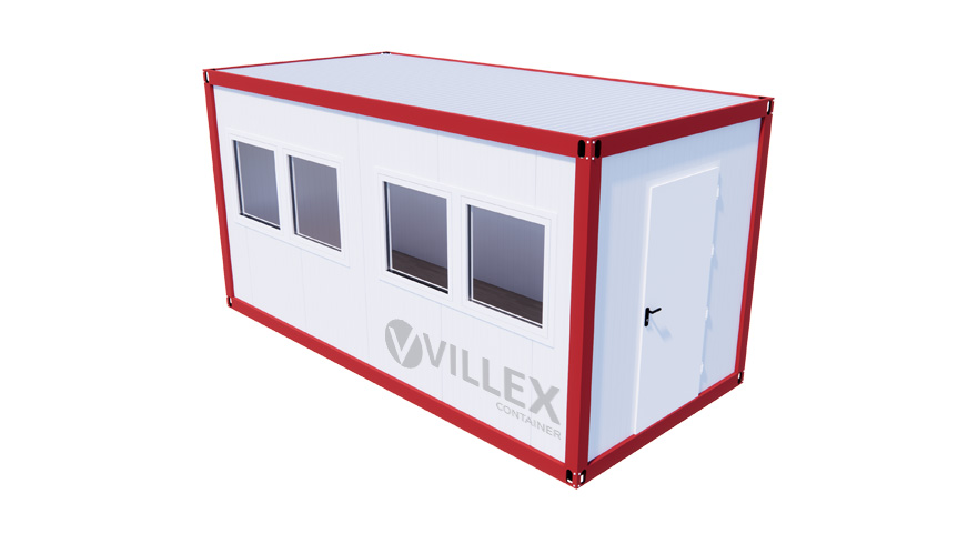 Bürocontainer Villex Medium Cube Short Doppio Color Line Signalrot 1.0 MEDCSDCLSR1.0